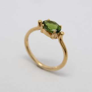 9ct Yellow Gold Green Tourmaline Dress Ring_0