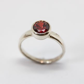 Stg 7mm Red CZ Bubble Ring_0