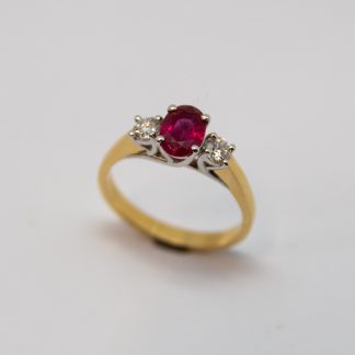 18ct Ruby and Diamond Oval Ruby Ring_0