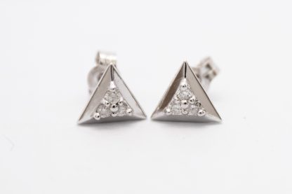 9ct White Gold and Diamond Triangle Earring_0