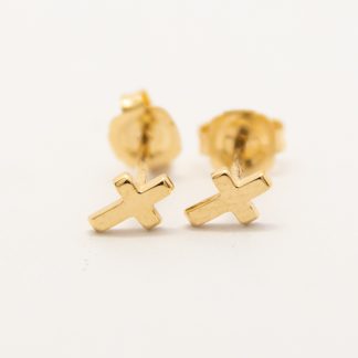 9ct Yellow Gold Mini Cross Studs_0