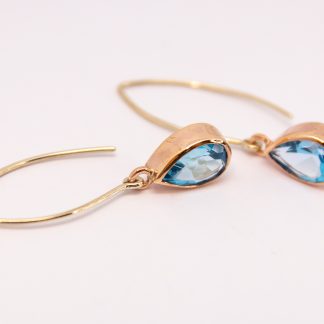 9ct Rose Gold & Blue Topaz Pear Earrings_0