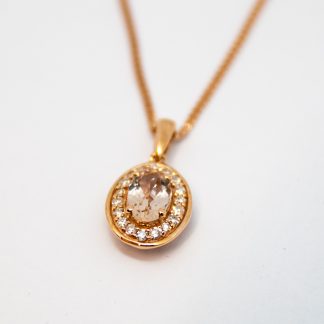 Rose Gold Diamond Morganite Pendant_0