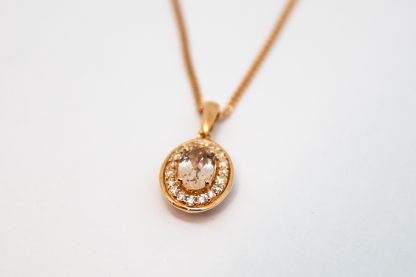 Rose Gold Diamond Morganite Pendant_0
