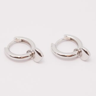 Stg/silver Heart Huggie Earrings_0