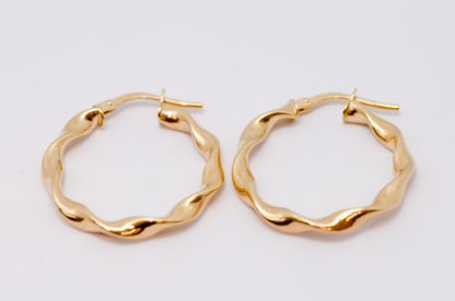 9ct Gold Twist Hoop Earrings_0