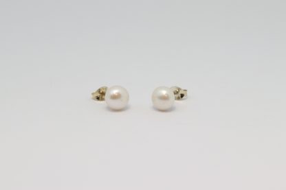 Stg/silver 7mml White Button Stud Earring_0