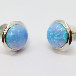 Stg/silver Manufactured Opal Earrings_0