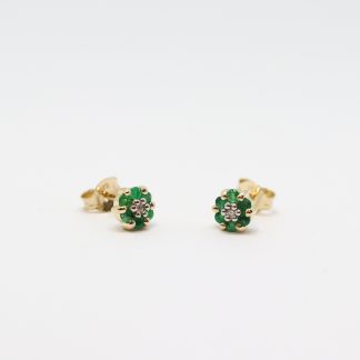 9ct Emerald/Diamond Earrings_0