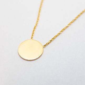 9ct Gold Solid 10mm Disc Necklace_0