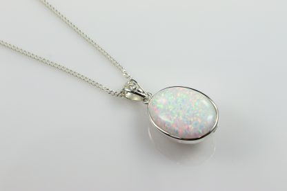 Stg/silver White Manufactured Opal Pendant_0