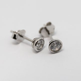 Stg/silver CZ Stud Earrings_0