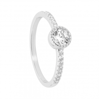 Stg Crown Set Solitaire Band Ring_0