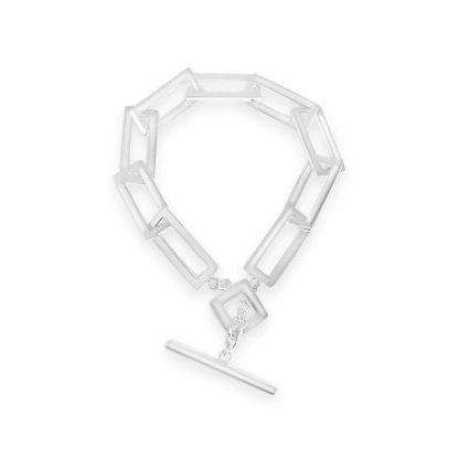 Stg/silver Rectangle Fob Bracelet_0