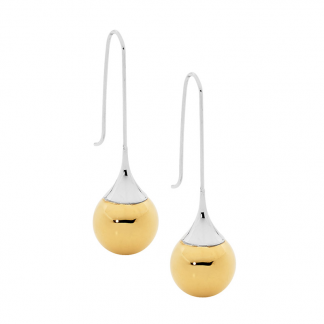 Stainless Steel Drop Earrings with Gold Plated Balls_0
