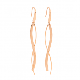 S/Steel Rose Gold Plated Long Wave Drop Earrings_0