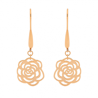 S/ Steel Rose Gold Rose Drop Earrings_0