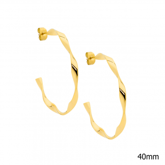 S/Steel Gold Twist Hoop Earrings_0