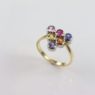 18ct 6 Stone Multi Coloured Sapphire Ring_0