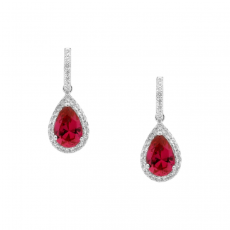 STG Red CZ Pear Drop Earrings_0