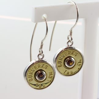 Jewelcraft Sterling Silver Brass Shell Earrings with BrownCZ Centres_0