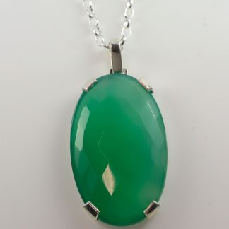 Stg Green Onyx Pendant 36x22mm Chequer Cut_0