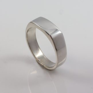 9ct White Gold Signet ring Flat top 14 x 6mm_0