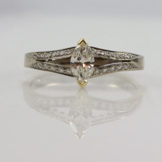 18ct White Gold 0.70ct Marq Diamond Ring_0