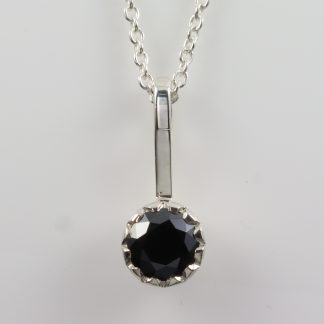 Stg Pendant 7mm CZ Black_0