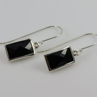 Stg Rectangle Onyx Earrings_0