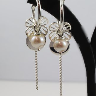 Hoop Earrings w/ FW Pearl, Disc, Flower & Chain Dangles_0