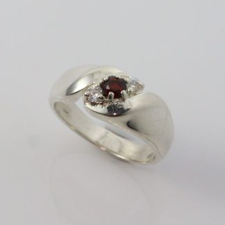 Stg/silver Garnet/CZ Ring_0