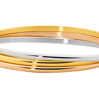 Ellani Stainless Steel Plated Tri Gold Russian Bangle_0