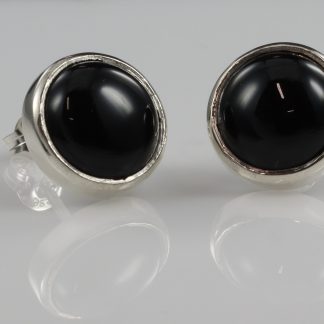 Sterling Silver 10mm Onyx Studs_0