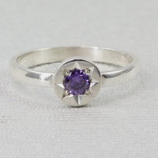 Stg Disc Ring With Star Set Purple CZ_0