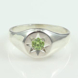 Stg Star Set Signet Ring Lime Cz_0