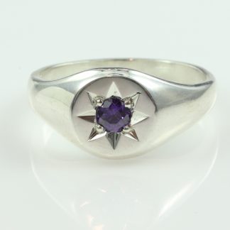 Stg Star Set Signet Ring W/Purple Cz_0