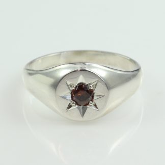 Stg Signet Ring Brown CZ_0