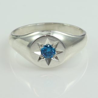 Stg Star Set Signet Ring Lt Blue Cz_0