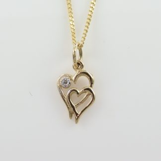 9ct Gold Double Heart Pendant_0