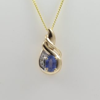 9ct Sapphire & Diamond Pendant_0