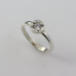 Stg Disc Ring With Star Set White CZ_0