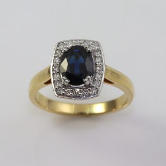 18ct Sapphire & Diamond Cluster Ring_0