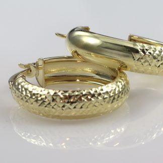 9ct Gold Hoop Earring Diamond Cut Finish_0