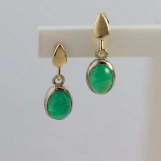9ct Gold Cab Emerald Drop Earrings_0