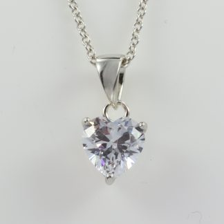 Stg/silver CZ Heart Pendant_0
