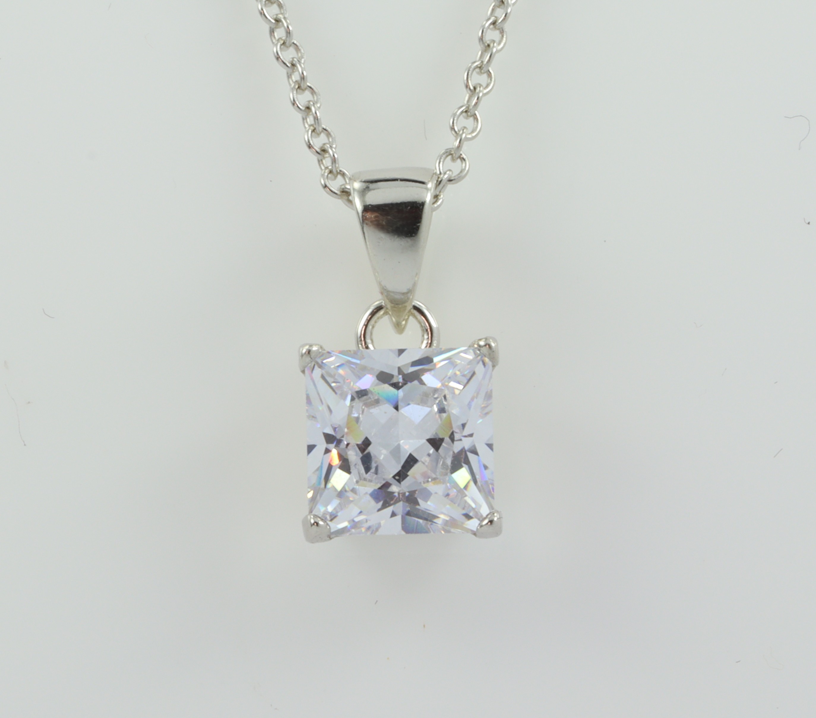 Stg/silver Square CZ Pendant_0