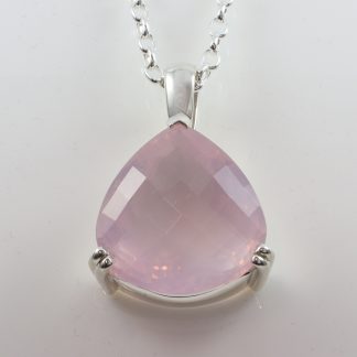Stg Rose Quartz Trillion Pendant_0