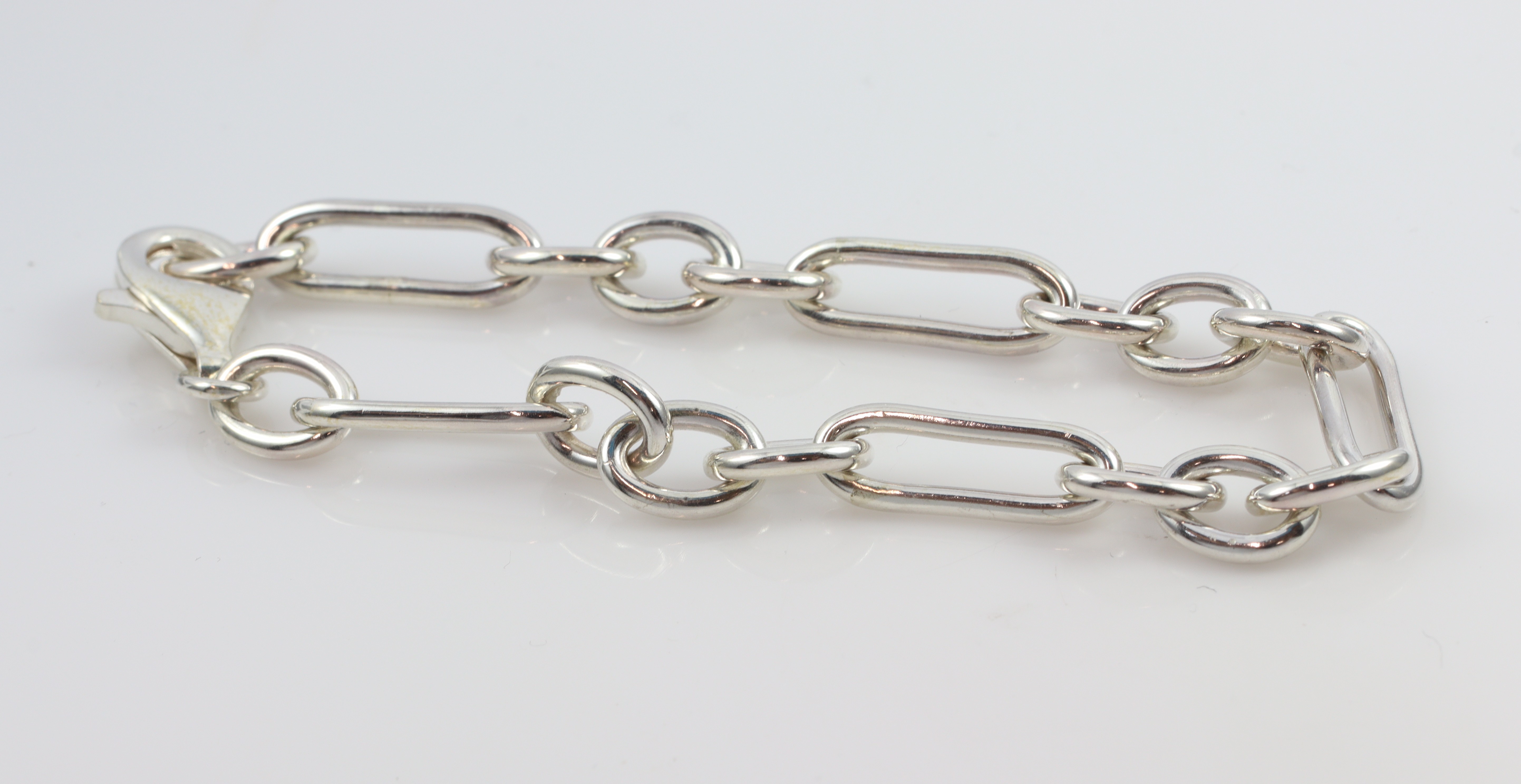Stg Handmade 19cm Oval & 1 long Link Bracelet_0